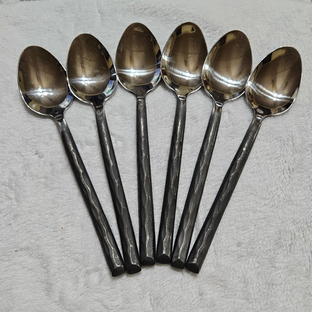 Pier‎ 1 Imports Caldera PII16 Stainless Flatware Wavy Handle Spoons Set of 6